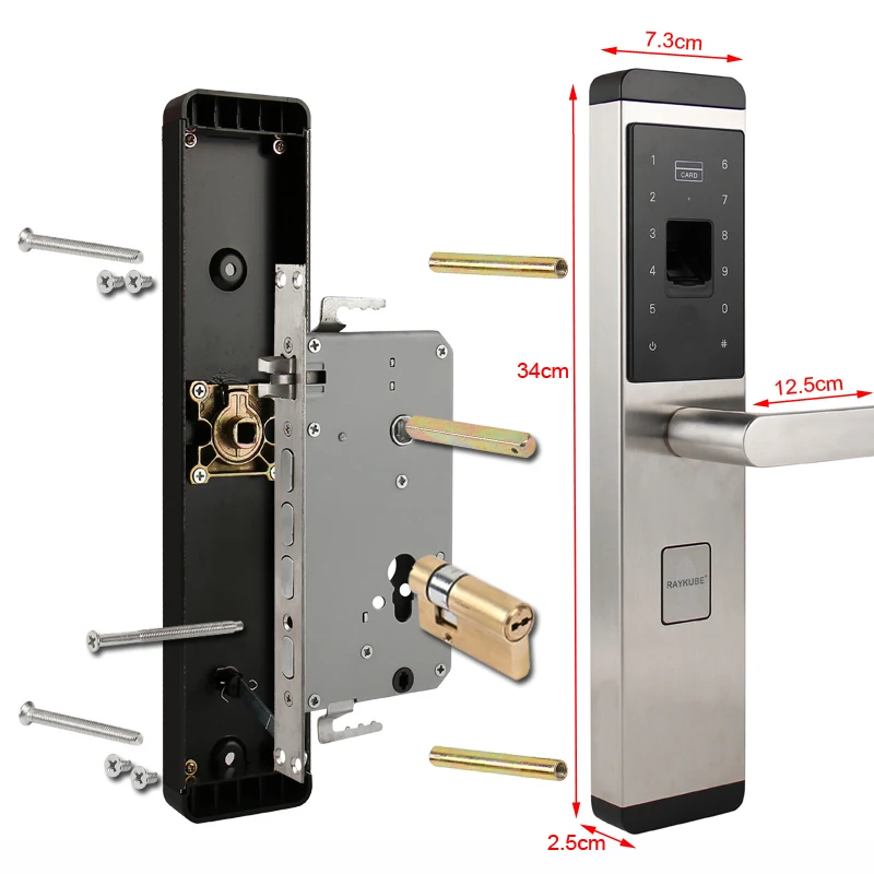 RAYKUBE электронный замок цифровой отпечаток пальца умный замок 4 способа разблокировки безопасности дома двери R-FX1