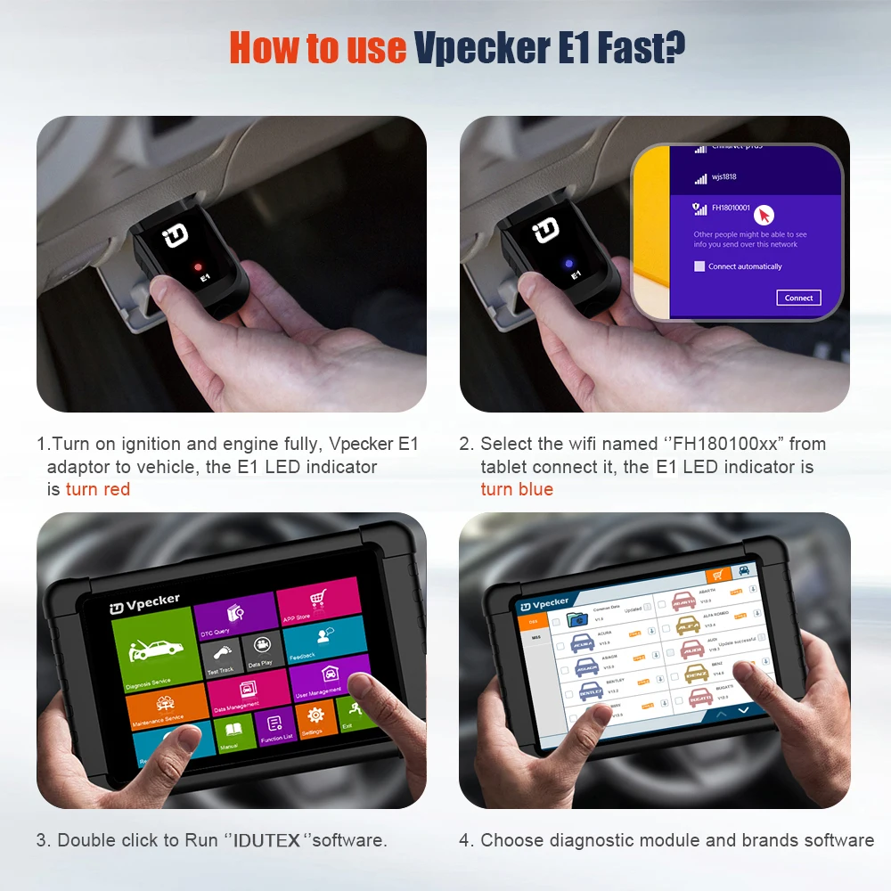 Vpecker E1 OBD2 wi fi сканер ODB автомобильный диагностический инструмент планшета OBD