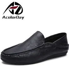 ADAcolorDay New Arrival Slip on Moccasins Soft Light Cheap Designer Shoes Spring Autumn Black Leather Shoes Men Size 39-44