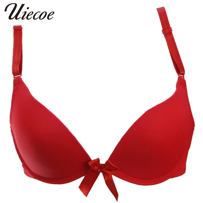 UIECOE Fashion Push Up Bra Sexy Solid Bow Decorative Cotton Seamless