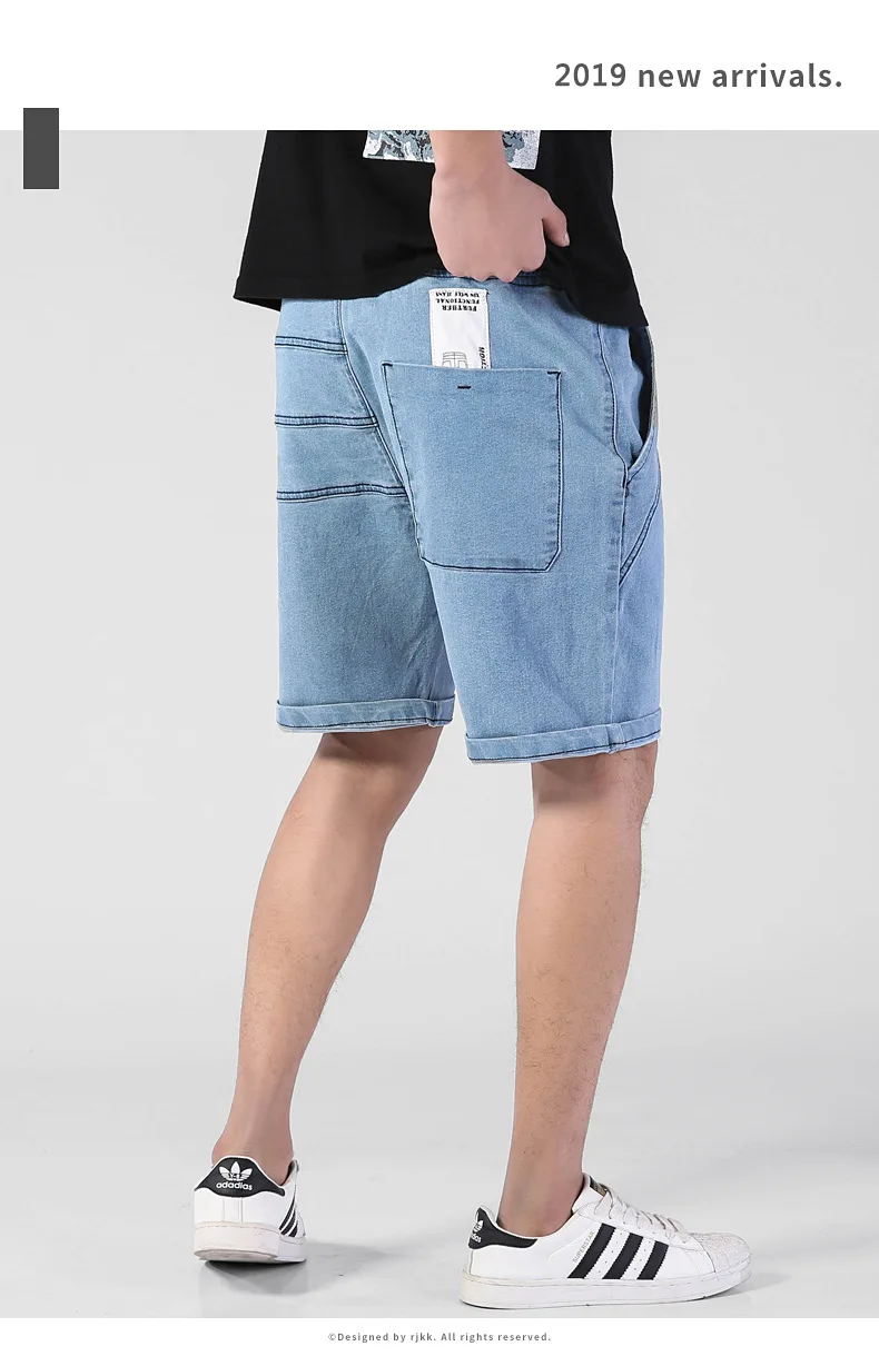 Summer thin Elastic Waist band Denim Shorts Mens Loose Plus Size Big 4XL 5XL 6XL Large Size Shorts Casual Fat Male Jeans Bermuda