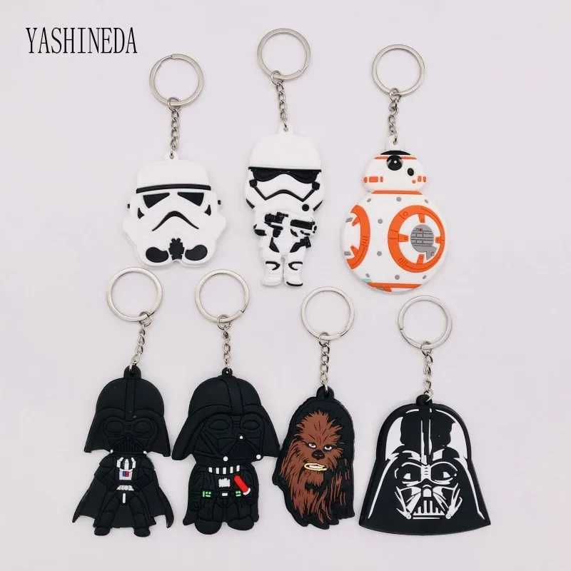 

10PCS Cartoon Figure Star Wars Keychain PVC Anime 3D Double Side Key Ring Key Chain Kids Toy Pendant Key Holder Trinket Gift