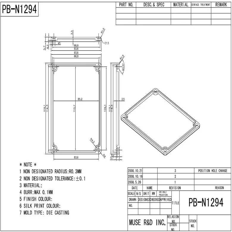 5 шт. PB-N1294-N/1590BB Тип Алюминий металлическая гитара эффект, коробки, Размеры: 120(L) X94(Ш) X35(H) мм