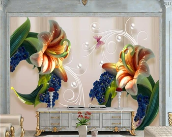 

beibehang papel de parede 3d Advanced Indoor New Chinese Emboss Lily Mural Wallpaper Background wallpapers for living room