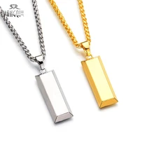Hiphop BRAND Gold Cube Bar Necklace&Pendant Hip Hop Jewelry Dance Charm Franco Men Chain Necklace