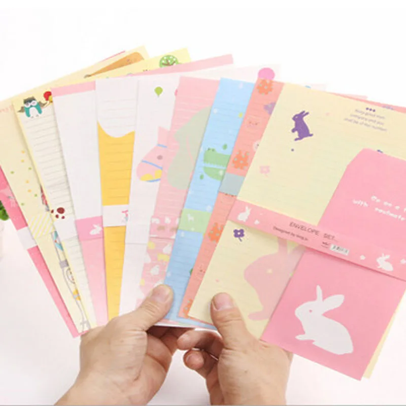  3pcs Envelop 6pcs Colorful Letter Paper Sets Kawaii Animals Big Size Envelopes Writing Paper Set We - 32961657059