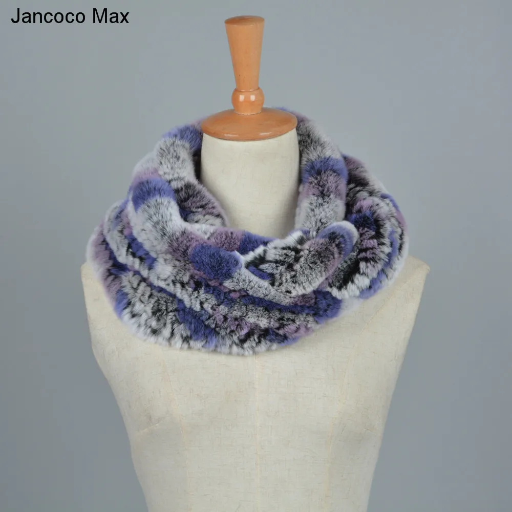 Jancoco Max стиль женский Настоящий мех кролика шарф высокого качества мягкие зимние теплые шали S7097B