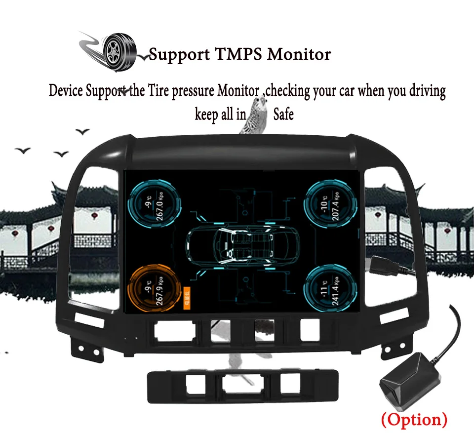 Sale GPS Navigation System Android 9.1 Car DVD For Hyundai Santa Fe 3/4holes 2006-2012 Car Radio RDS 4G WIFI Map swc Bluetooth Screen 2