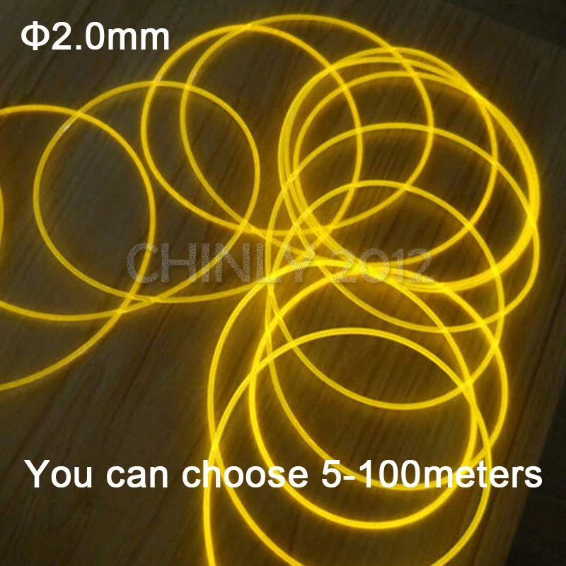 CHINLY Side Glow Fiber Optic 5 meters 2.0mm Diameter for car decorative PMMA fiber optical cable light without illuminator