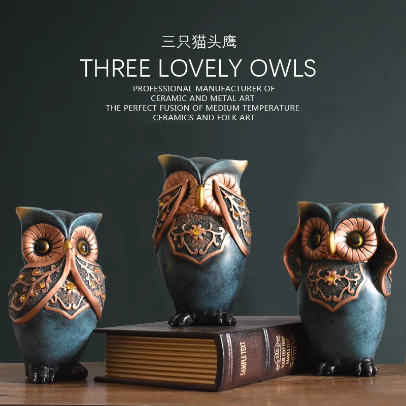 غرفة المعيشة خزانة مشروبات خزانة الديكور الإبداعية الحديثة المنزلية البسيطة جميل البومة الصغيرة تأثيث تمثال الدراسة المنزلية هدية