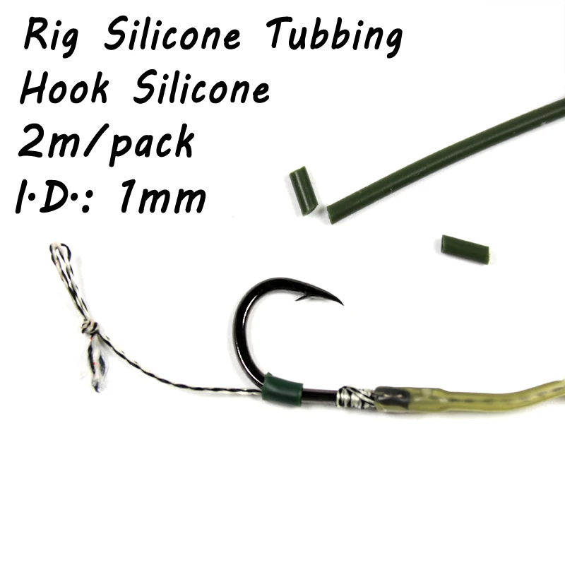 Bimoo 2 м/упак. рыболовный поплавок для ловли карпа, силиконовая трубка, крючок для волос, силиконовый камуфляж, зеленый, 2 мм, рыболовные снасти, резиновый рукав