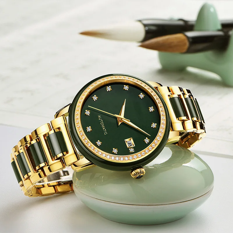 

Jadeite watch manufacturer sells men's and women's full-automatic mechanical watch with diamond-inlaid calendar flywheel