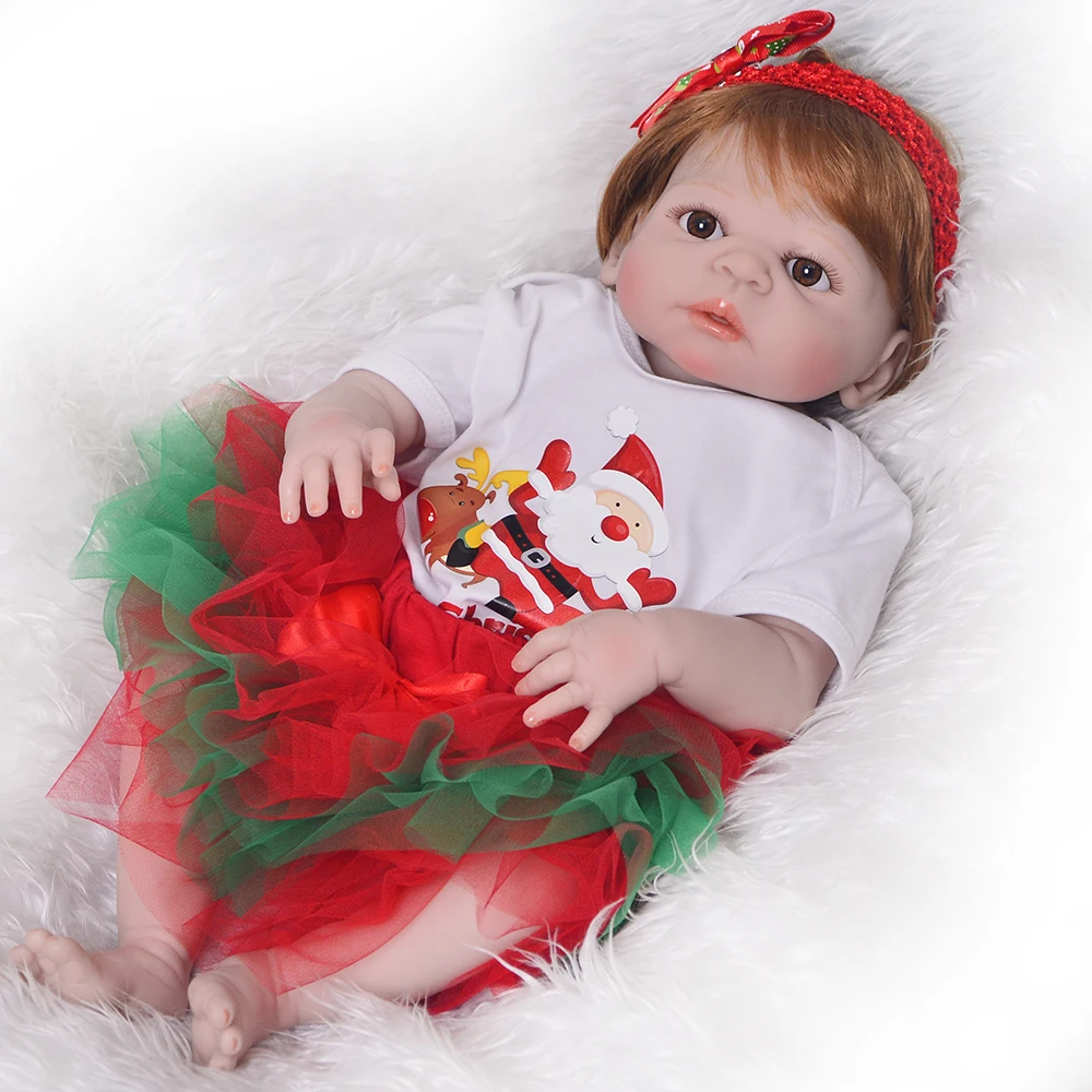 

real alive Silicone Reborn Baby Doll kids Playmate Gift For Girls 22 Inch Baby bath Toys For Bebe Reborn Brinquedo menina gift