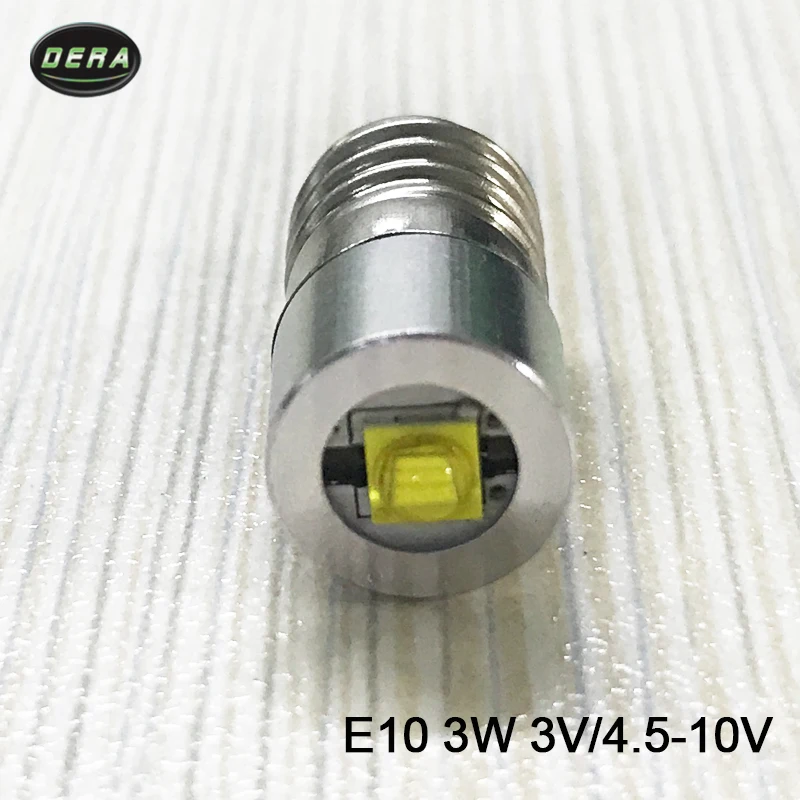 

6pcs E10 3w 3watt 4v to 12V 10v 9v 6v 4.5v led flashlight bulb torch light for driving lights and head lamp free shipping