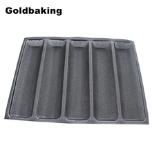 Силиконовая форма для хлеба Goldbaking, форма для французского хлеба, не прилипает, фотосковорода с 5 картриджами