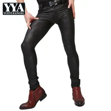 Летние мужские сексуальные обтягивающие узкие брюки тонкие эластичные темно-камуфляжные длинные брюки в стиле панк эластичные леггинсы из искусственной кожи