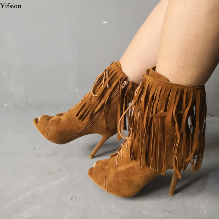 5 Toe Zapatos Moda Tamaño Yifsion Camel Verano D1144 Nuevo Mujeres Tacones Botas Nosotros 15 Tobillo Las Stiletto Peep Camello Altos De OOzwTxPa