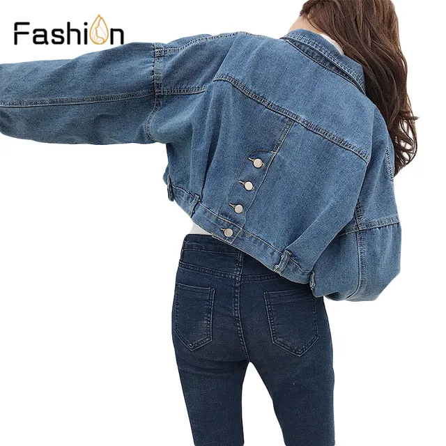 2018 Women Basic Short Denim Jacket Girls Coat Jeans Jackets Ladies Loose Outerwear Harajuku Coats Boyfriend Plus Size Clothes