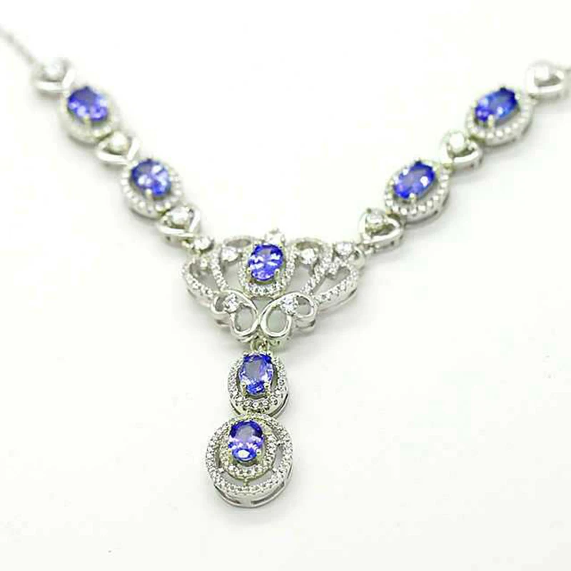 

2017 Collier Collares Qi Xuan_Fashion Jewelry_Blue Stone Necklaces_S925 Solid Silver Fashion Necklaces_Factory Directly Sales