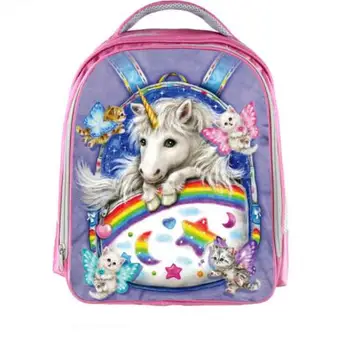 

Children Anime Backpack Boys Girls Cartoon Kindergarten Backpacks Rainbow Pony Kids School Bags Bookbag Pink Backpacks