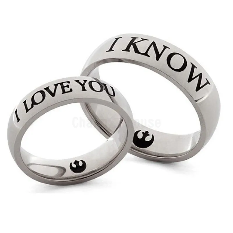 I Love You - I Know - Silver Couples Ring Set Anniversary Ring Set Wedding Bands ring for women men Titanium steel Ring