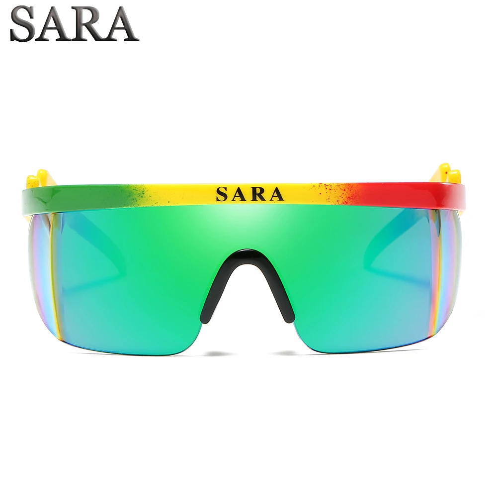 SARA наружные спортивные ветрозащитные солнцезащитные очки, мужские зеркальные очки с отражающим покрытием, большие объемные очки с нескользящим носом, очки CE
