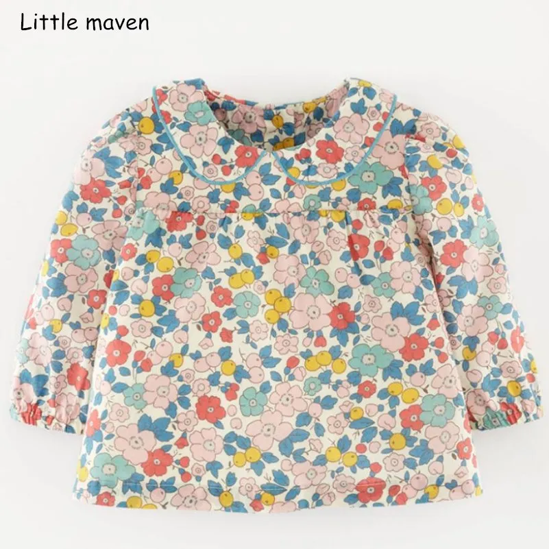 

Little maven children brand baby girl clothes 2018 autumn new design girls cotton tops floral print t shirt 51239