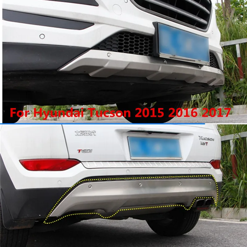 

High Quality! Stainless Steel Car styling Front + Rear Bumper Skid Protector Guard Plate For Hyundai Tucson 2015-2017