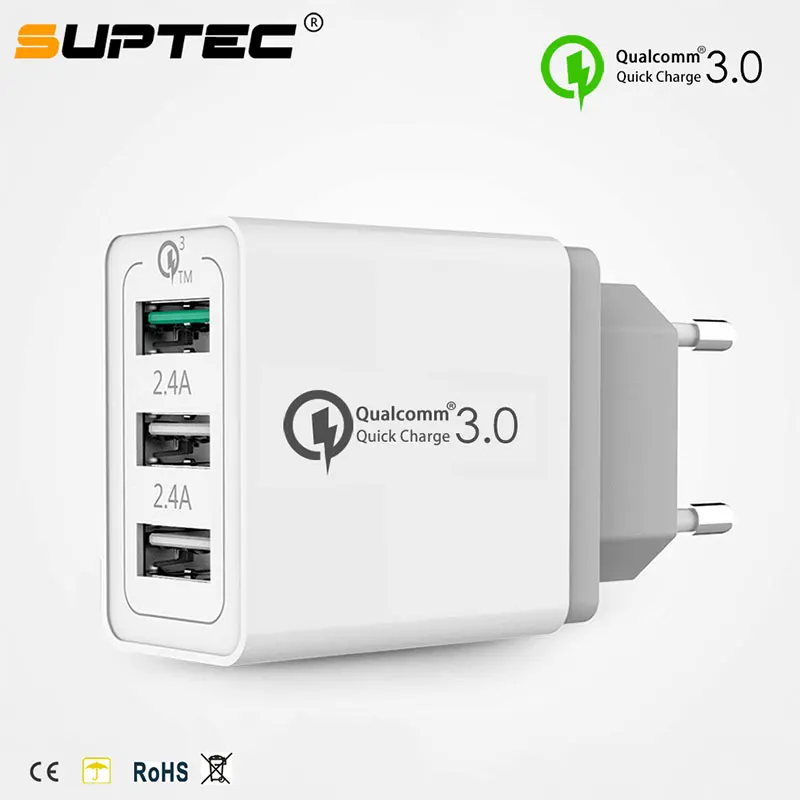 SUPTEC 5 в 3 А USB зарядное устройство Quick Charge 3,0 для iPhone XS X 8 7 Мобильный телефон быстрое USB настенное зарядное устройство для samsung S9 S8 Xiaomi huawei