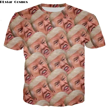 

PLstar Cosmos 2018 summer New 16 styles Fashion T-shirt US President Trump Funny Collage 3D Print Men's Women's Casual t shirt