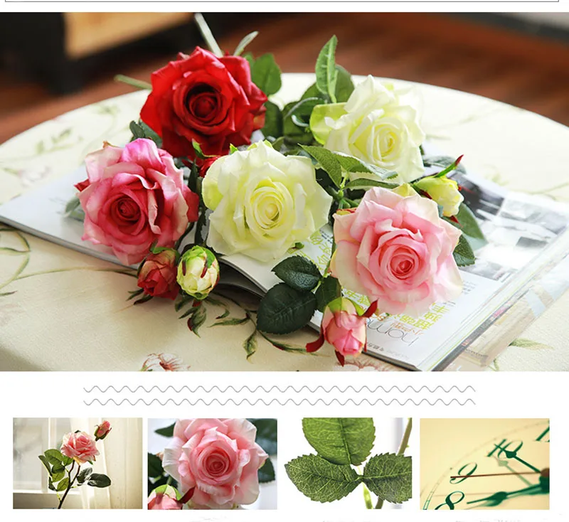 artificial flowers red roses peonies home decor wedding  (21)
