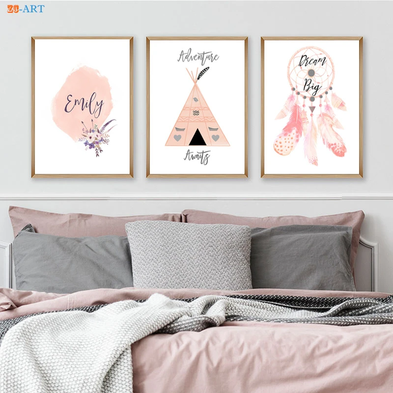 pink nursery art