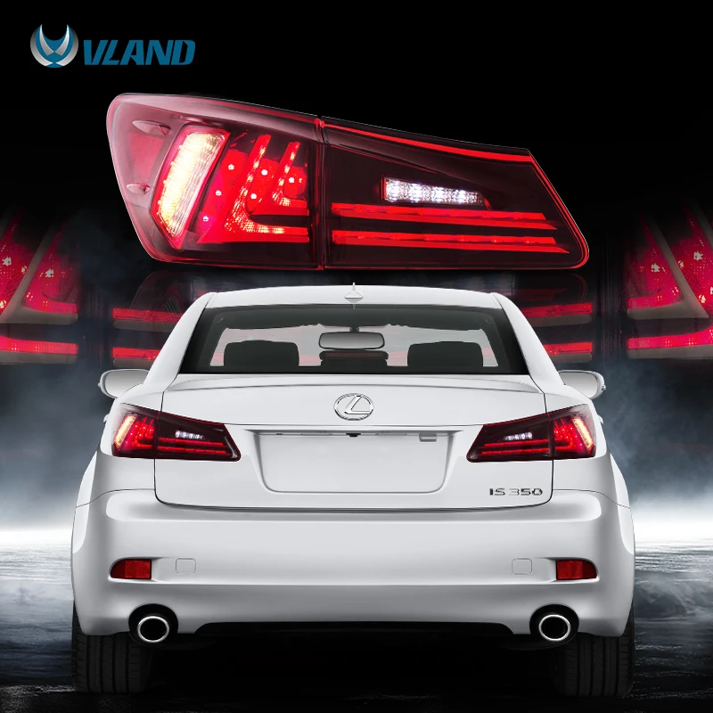  VLAND Fit Lexus IS250/IS300/IS350 2006-2012 Tail light Led Design Red Lens Taillight Assembly Rear  - 32851068028