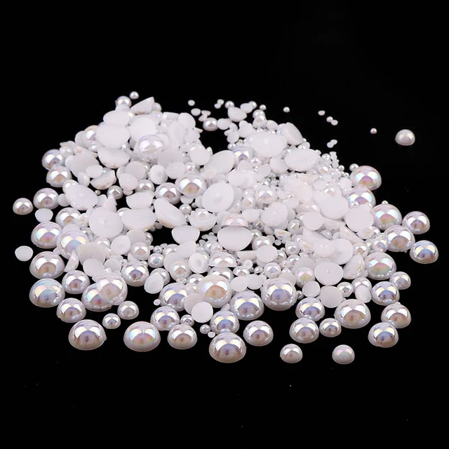 White Half Round Flatback Pearls mix sizes Imitation Pearl Beads Stone Flat  Back Glitters For Craft DIY Nail Craft Decoration - AliExpress