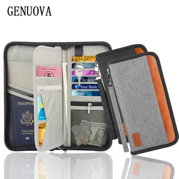 

High Quality Men New Passport Bag Travel Card Package Ticket Passport Holder Anti-RFID Document Bag Long Section Vintage Wallet