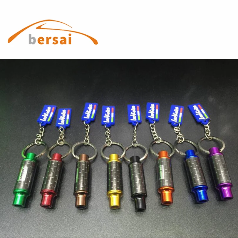 50pcs AUTO art exhaust keychain metal car key ring hellaflush modified car personality pendant