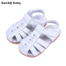 Girls Sandals 2017 Summer Genuine Leather Children Shoes Flower Girls Princess Shoes Slip resistant Kids Sandals