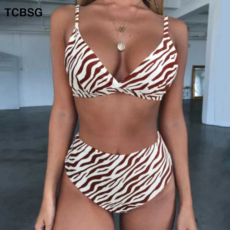 

TCBSG 2019 New Sexy High Waist Bikinis Women Swimwear Leopard Swimsuit Female Beach Wear Bikini Set Swim Bathing Suit Biquini