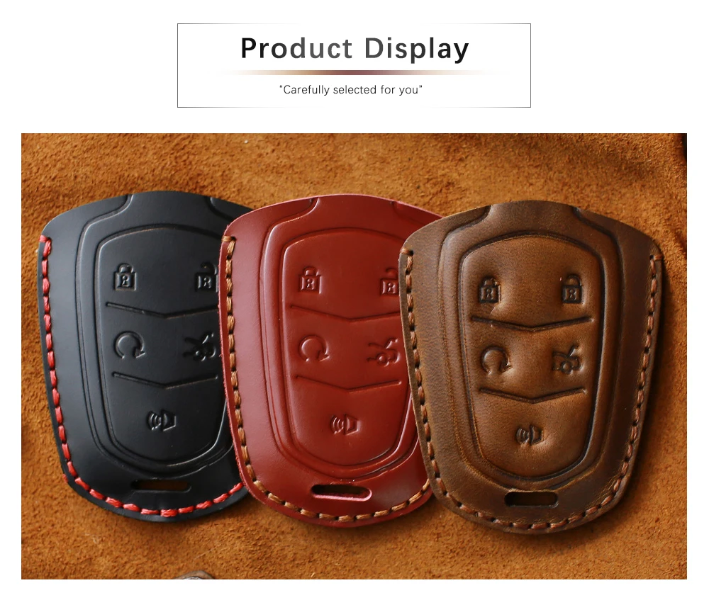 Chave do Carro Capa para Cadillac Keyyou Couro Genuíno Case Escalade Esv Xts Ats Cts Ct6 Xt5 Bls 2020-2020 Anel Chave Titular Inteligente 11 Estojo de chaves p carro