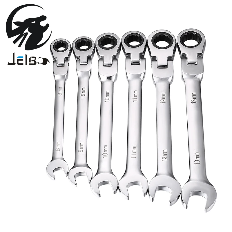 Jelbo 6pc Fixed Head Combination Wrench Set Metric Ratchet Spanner Set