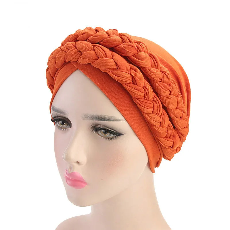 

Muslim Double Color Braids Stretch Turban Ruffle Hair Hats Beanie Bandanas Scarf Head Wrap Headwear for Women 08