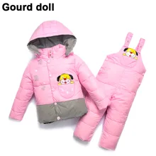 Baby boy girl warm winter outerwear & coats retail kid romper down jacket clothing sets , kids down & parkas Suitable 6-24 month