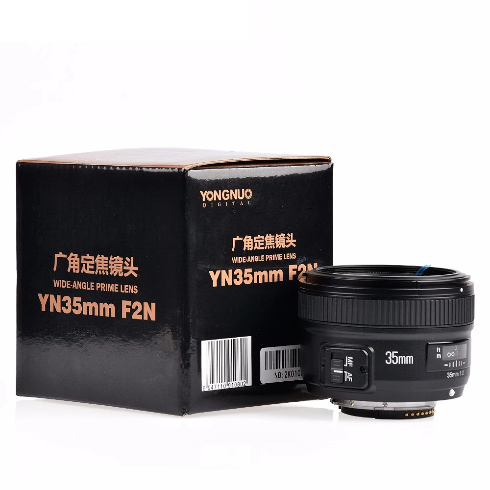 Широкоугольный объектив YONGNUO YN35mm F2.0 AF/MF с фиксированным фокусом для Nikon F Mount D7500 D7200