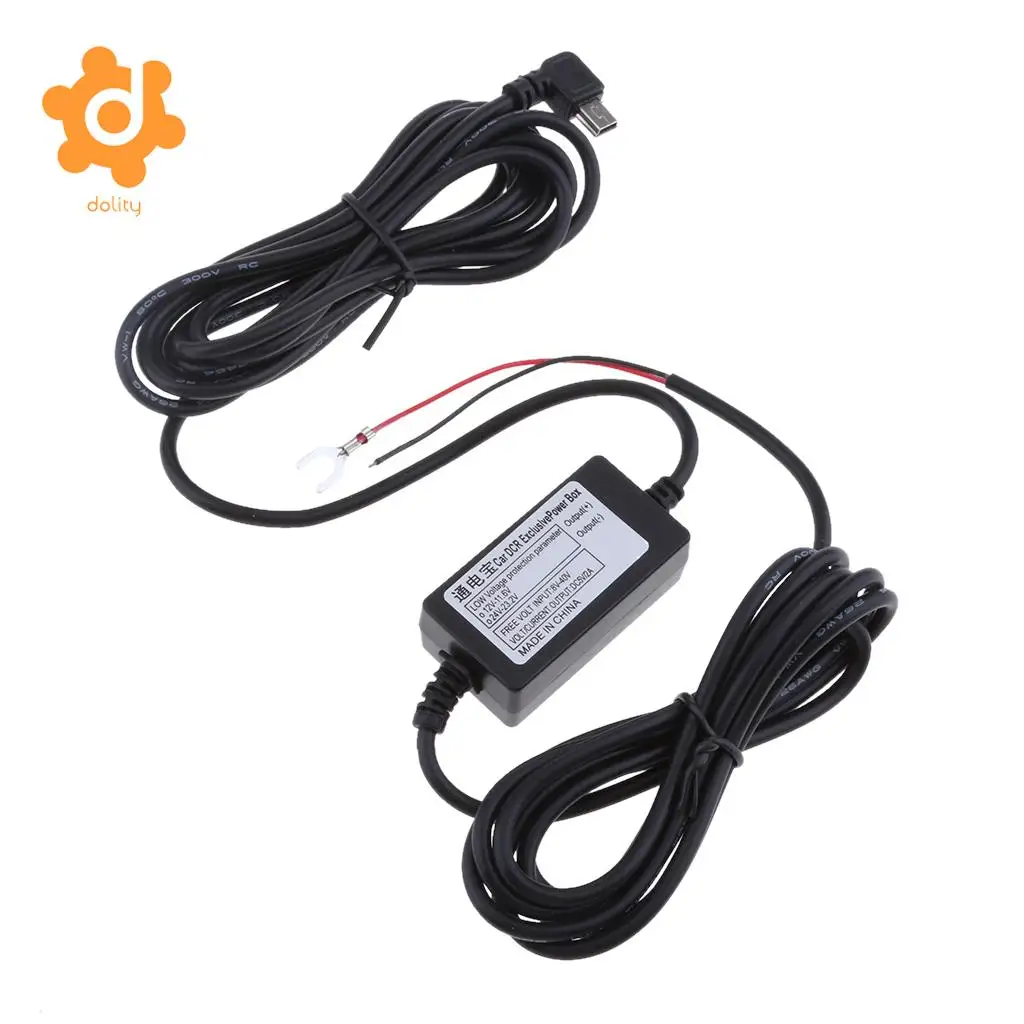 Car Dash Cam Hardwire Kits 8/36V to 5V 3A Mini USB Left Bend Adapter Cable