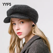 YYFS Unisex Autumn Winter Newsboy Caps Men And Women Warm Octagonal Hat For Male Detective Hats Retro Flat Caps chapeau gorras