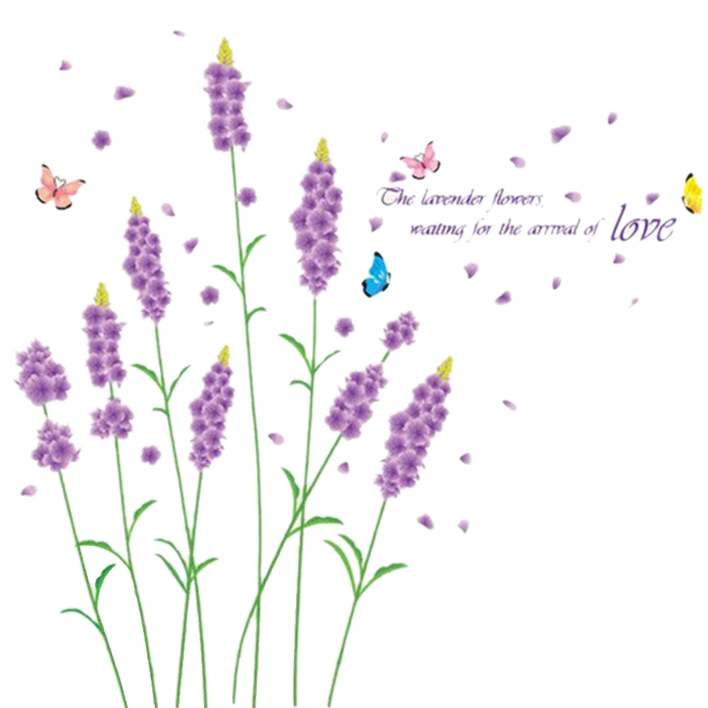 Purple lavender flowers wall sticker removable sticker Romantic Home