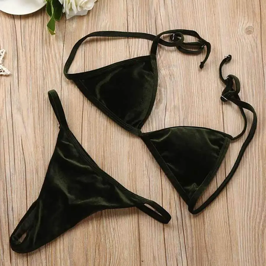 

New Sexy Lady Beautiful Bikini Bikini 1 Set Women Velvet Bikini Set Swimwear Push-Up Padded Bra Swimsuit Beachwear Swimsuits