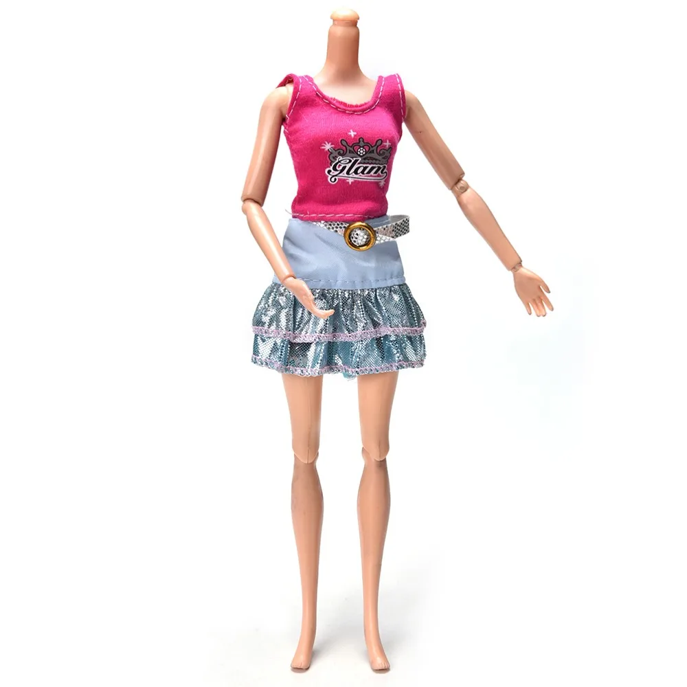 

1 Set Cartoon Letter Vest Short sleeve T-shirt Skirt for Doll Clothes Suits