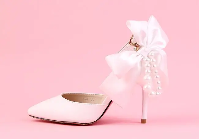 Новинка 2017 года женская обувь белые свадебные туфли на высоком каблуке 9 см с