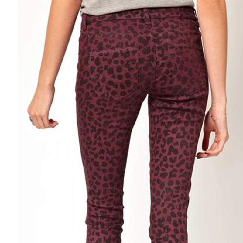 HDY Haoduoyi, брендовые,, цветные, синие/фиолетовые, с леопардовым принтом, джинсы для женщин, высокая талия, узкие брюки, повседневные джинсы для женщин